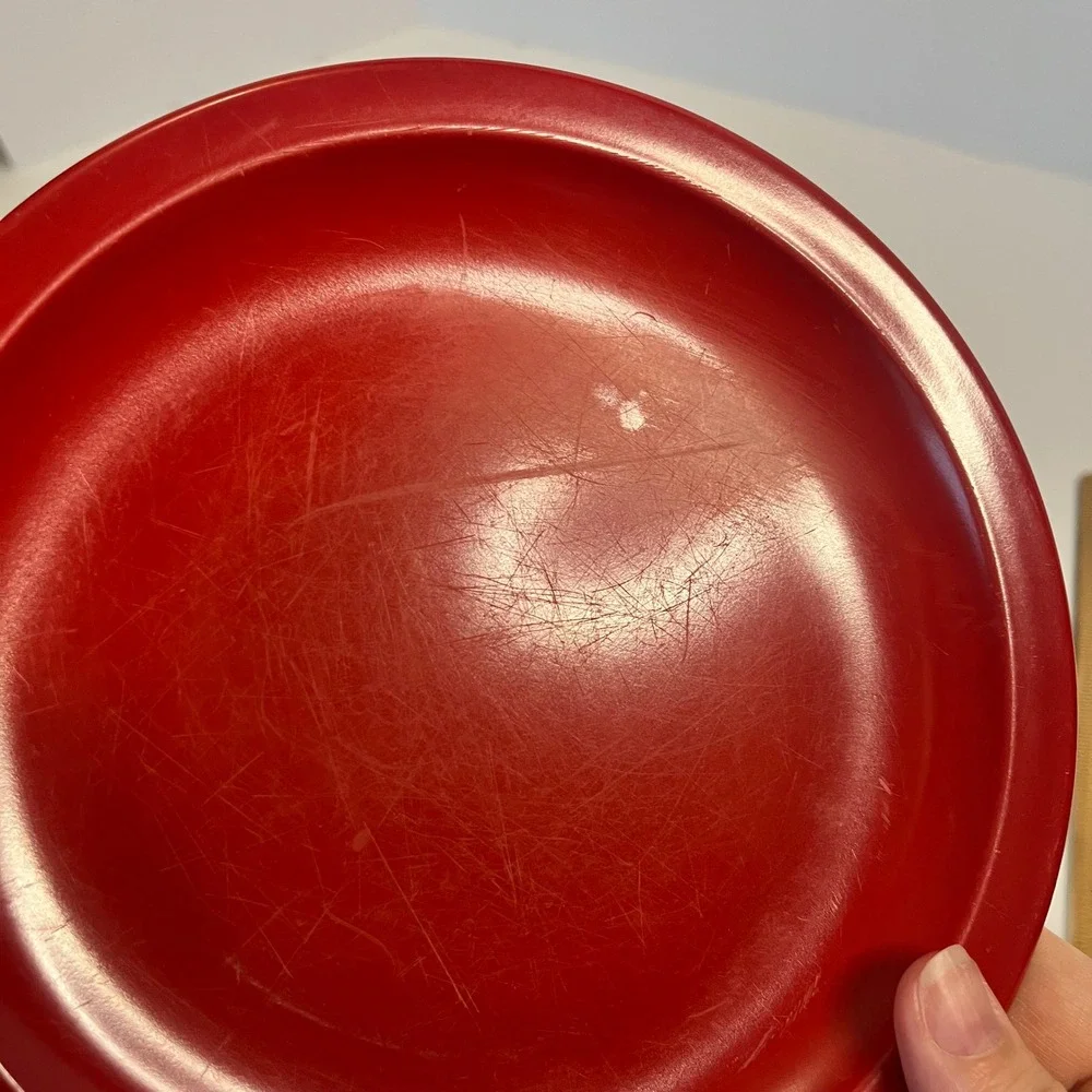 6 Vintage Texas Ware Melamine Plates 138 Primary Colors Red Blue Yellow 7.25in